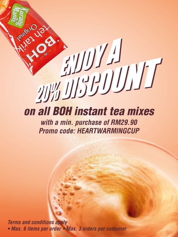 BOH Instant Tea promocode HeartWarmingCup 20% discount valid until 15 Aug 2019